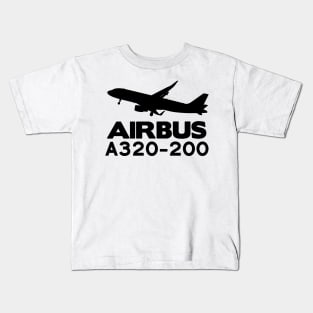 Airbus A320-200 Silhouette Print (Black) Kids T-Shirt